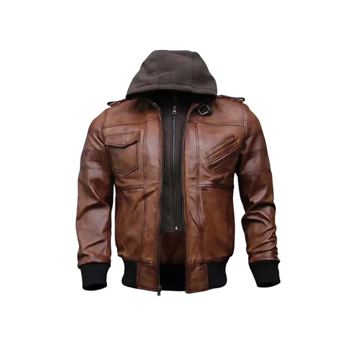 leather jacket hooded jacket