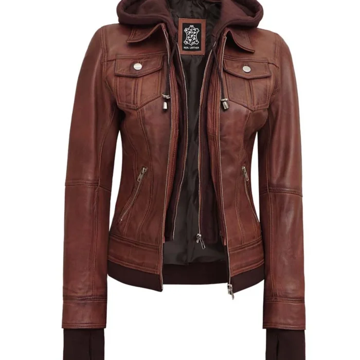 leather jacket hooded jacket