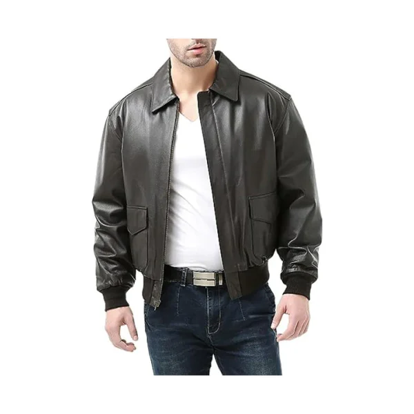 Air Force A-2 Flight coffee Leather Bomber Jacket