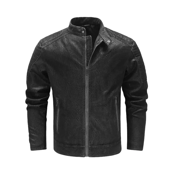 Mens Classic Genuine Leather Biker Jacket