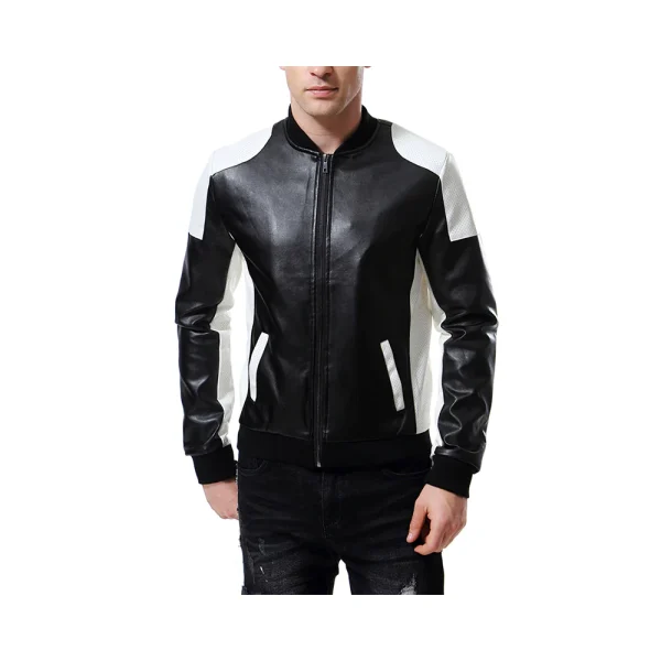 Men's Block Bomber Leather Jacket