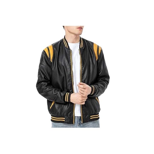 Letterman Varsity Leather Bomber Jacket - Image 4