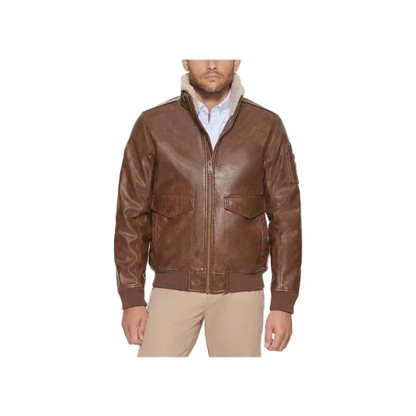 Aero Leather Bomber Jacket - Image 5