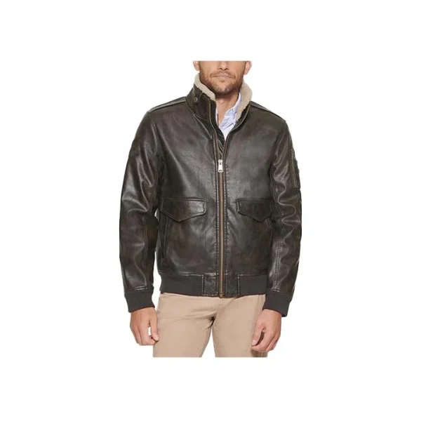 Aero Leather Bomber Jacket - Image 7