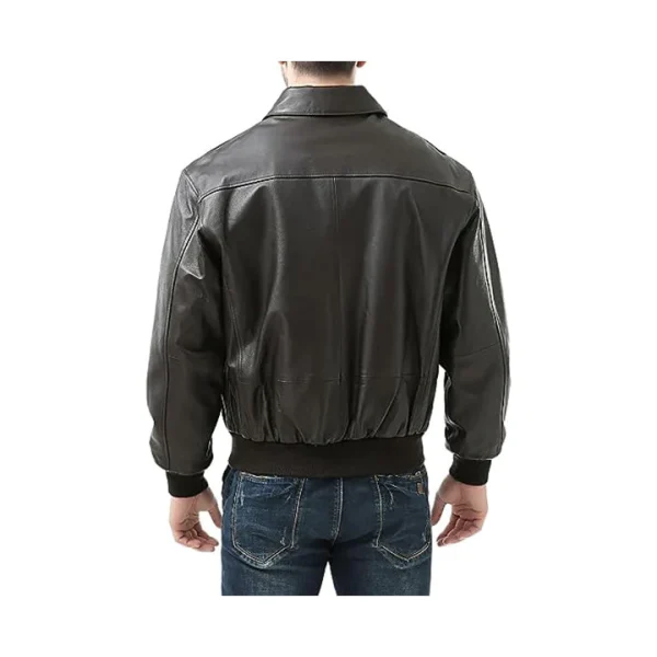 Air Force A-2 Flight coffee Leather Bomber Jacket - Image 2