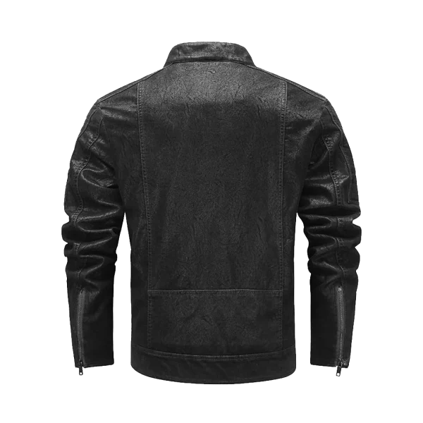 Mens Classic Genuine Leather Biker Jacket - Image 2