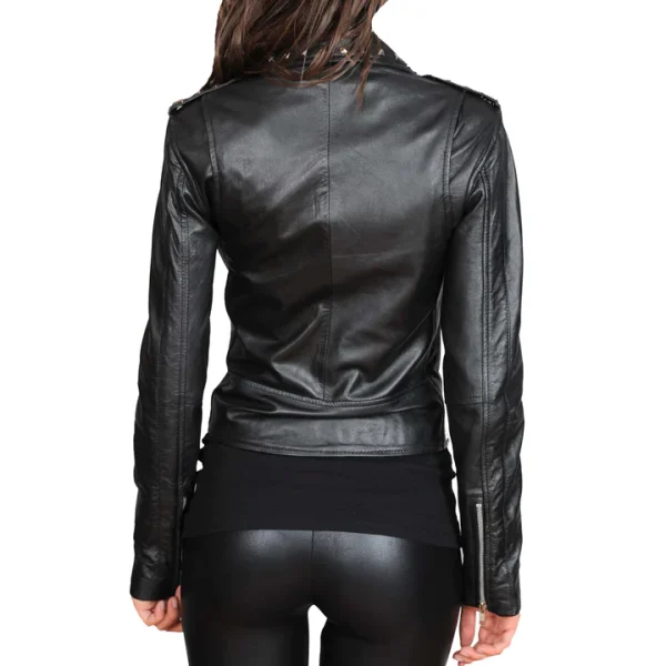 WOMEN'S LEATHER JACKET WITH STUDS - Image 3