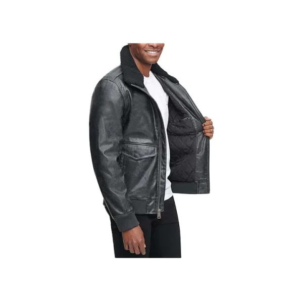 Aero Leather Bomber Jacket - Image 2