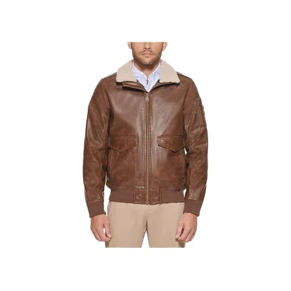 Aero Leather Bomber Jacket - Image 4
