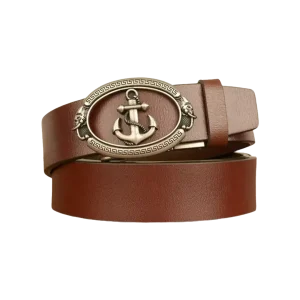 Retro Cowhide Men's Genuine Leather Belt With Gold Buckle