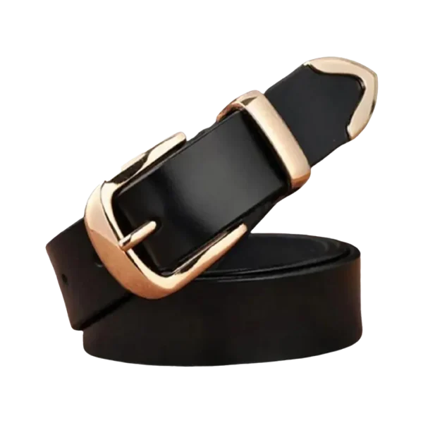 Women's Leather Belt Retro Golden Pin Buckle Waistband Leather Belt - Image 3