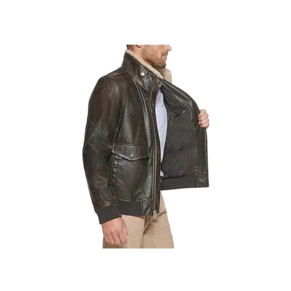 Aero Leather Bomber Jacket - Image 8