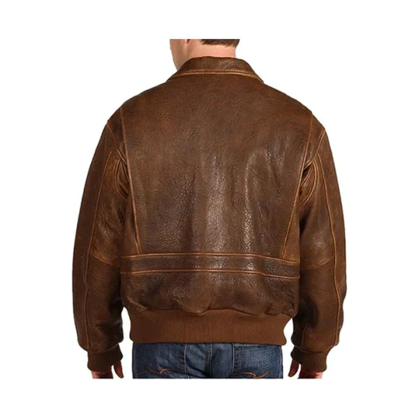 Air Force A-2 Flight coffee Leather Bomber Jacket - Image 6