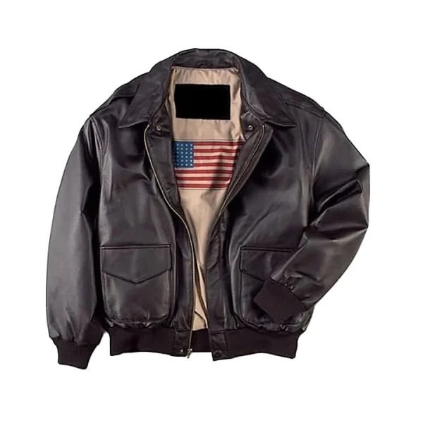 Air Force A-2 Flight coffee Leather Bomber Jacket - Image 3
