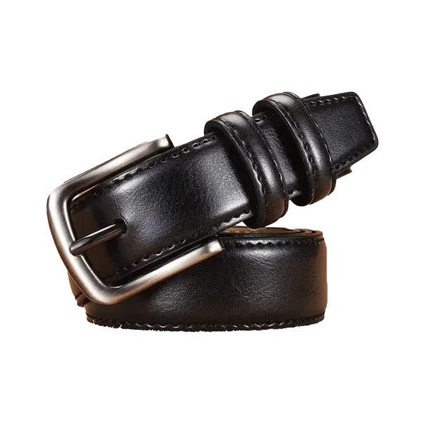 Classic Black Pin Buckle Genuine Leather Men's Belt