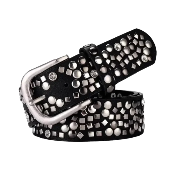 Women's Belt Punk Pin Buckle Vintage Dot Rivet Leather Belt