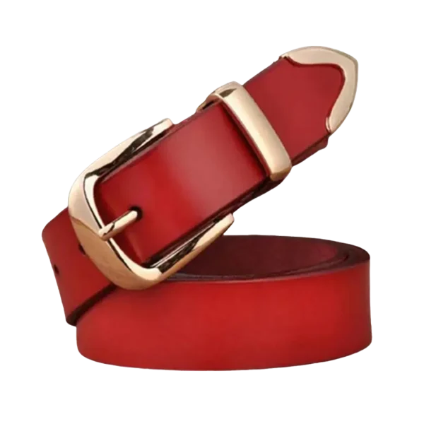Women's Leather Belt Retro Golden Pin Buckle Waistband Leather Belt - Image 4