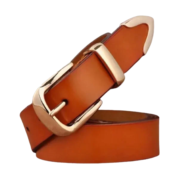 Women's Leather Belt Retro Golden Pin Buckle Waistband Leather Belt - Image 5