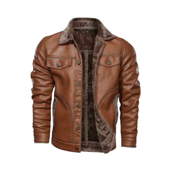 Men's Classic Moto Fur Lining Leather Jacket