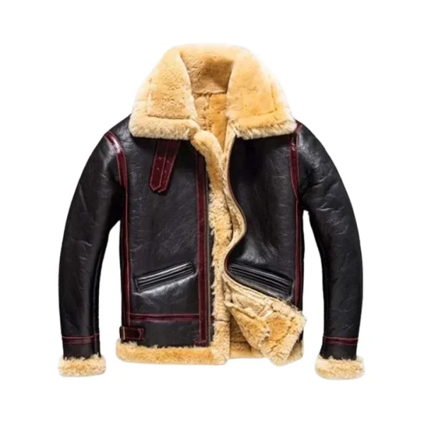 Men's Fur Adjustable Waist Real Leather Jacket