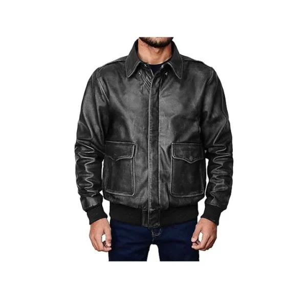 A-2 Flight Coffee Leather Bomber Jacket - Image 9