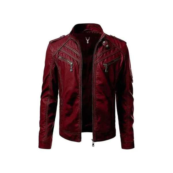 Mens Motorcycle Original Leather Jacket - Image 3