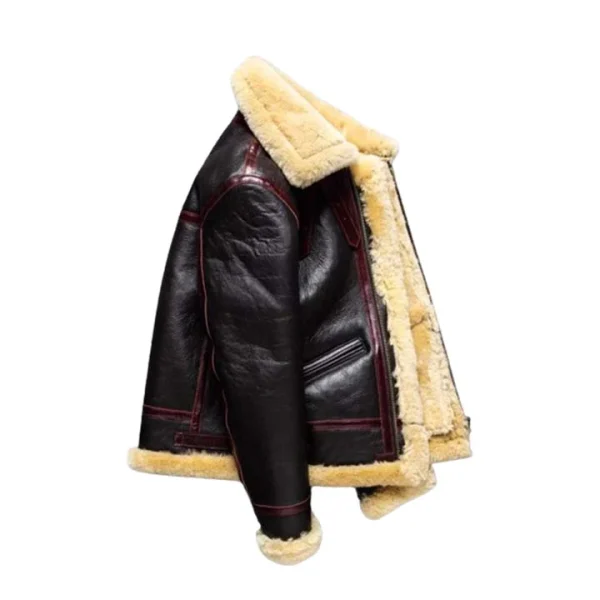 Men's Fur Adjustable Waist Real Leather Jacket - Image 2