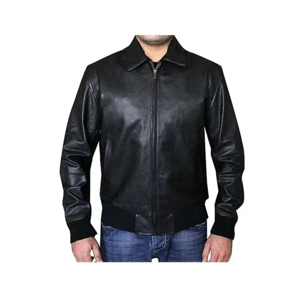 Lumina Black Leather Bomber Jacket
