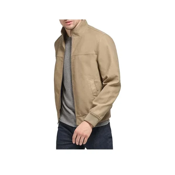 Urbanite Beige Suede Bomber Jacket - Image 2
