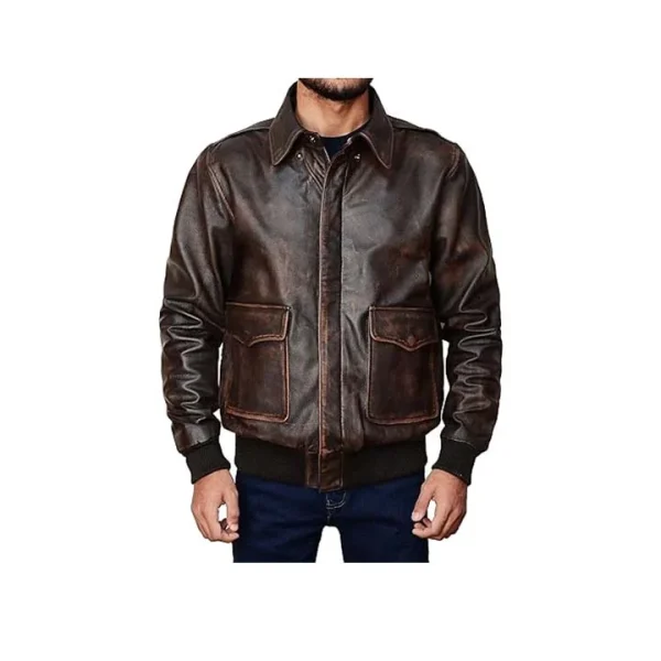 A-2 Flight Coffee Leather Bomber Jacket