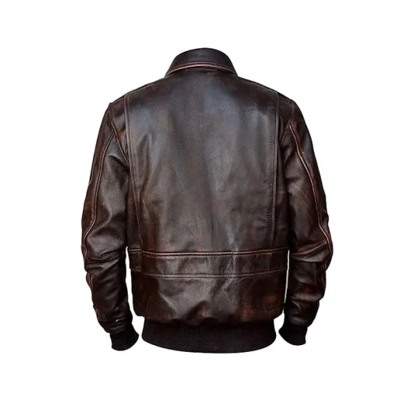A-2 Flight Coffee Leather Bomber Jacket - Image 3