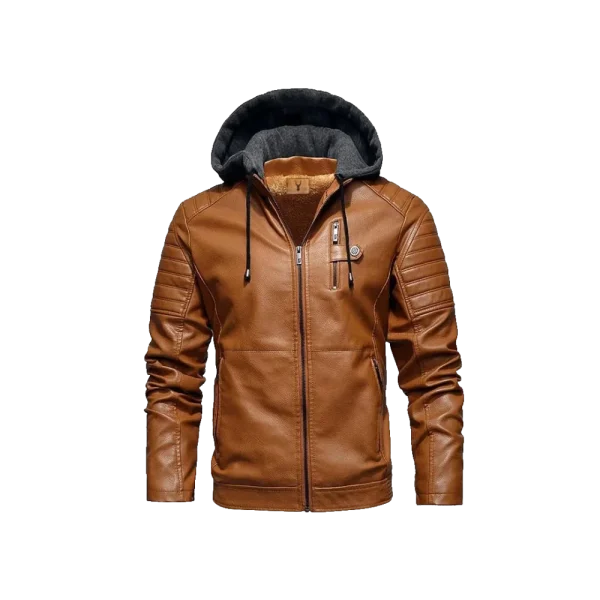 Avenger Hood Leather Jacket - Image 2