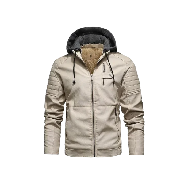 Avenger Hood Leather Jacket - Image 5