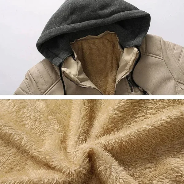 Avenger Hood Leather Jacket - Image 6