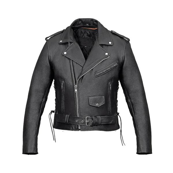 Side Laces Belted Moto Jacket