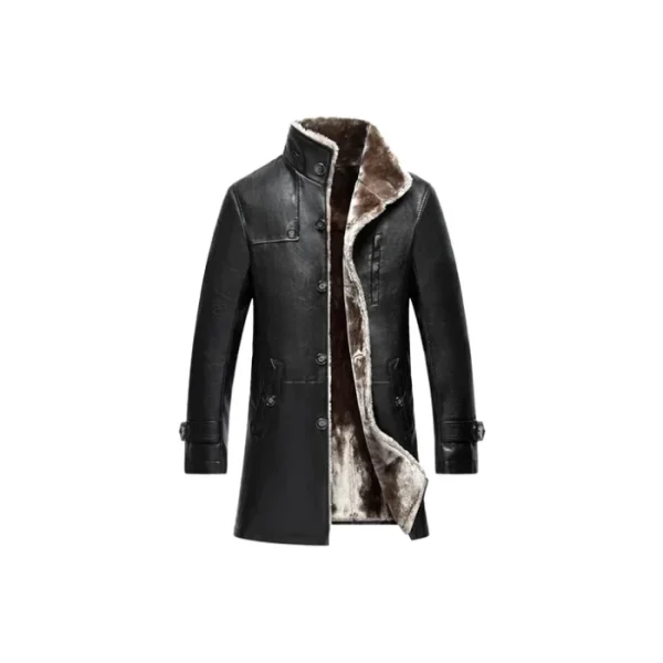 Men's Parka Style Shearling Genuine Leather Coat