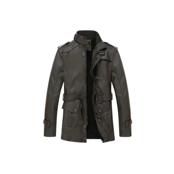 Men's Autumn Stylish Leather Coat - Image 2