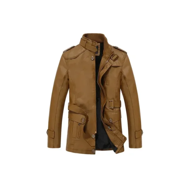 Men's Autumn Stylish Leather Coat - Image 3