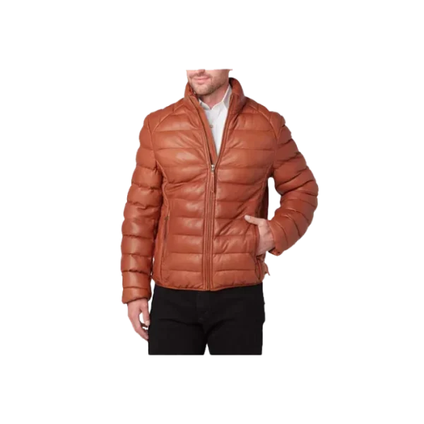 Quilted Leather Puffer Jacket - Image 3