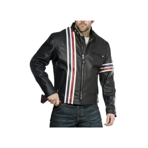 Men's Vertical Striped Motorcycle Jacket