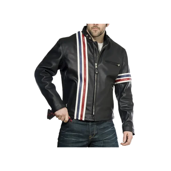 Men's Vertical Striped Motorcycle Jacket