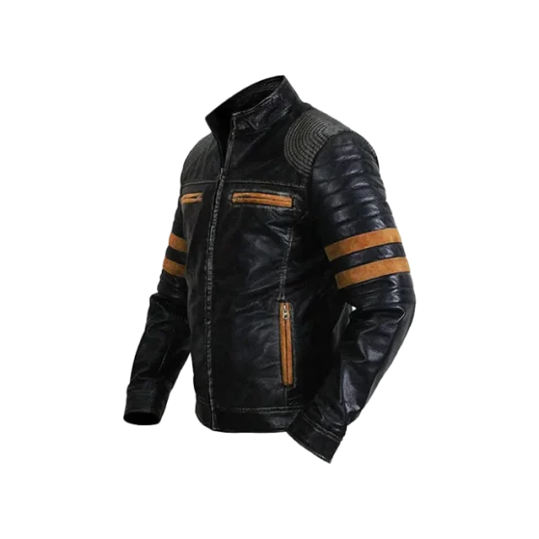 Men's Distressed Cafe Racer Biker Original Leather Jacket - Image 2