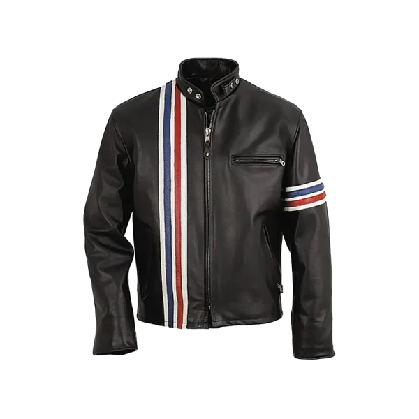 Men's Vertical Striped Motorcycle Jacket - Image 2