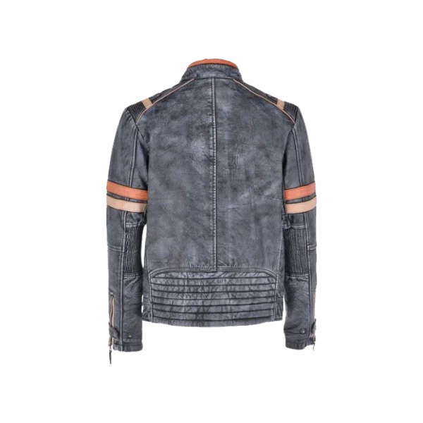 Men's Distressed Cafe Racer Biker Original Leather Jacket - Image 5