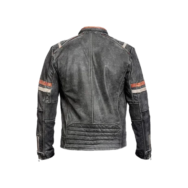 Men's Distressed Cafe Racer Biker Original Leather Jacket - Image 7