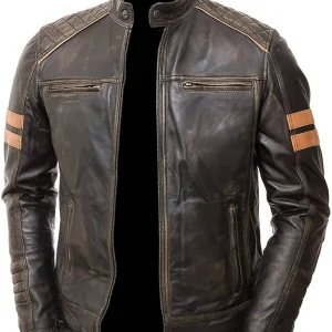 Men's Distressed Cafe Racer Original Leather Jacket