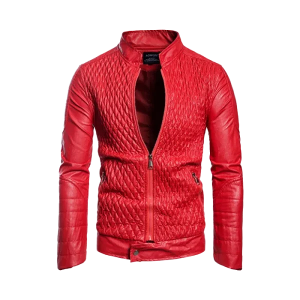 Men's Diamond Quilted Original Leather Jacket - Image 4