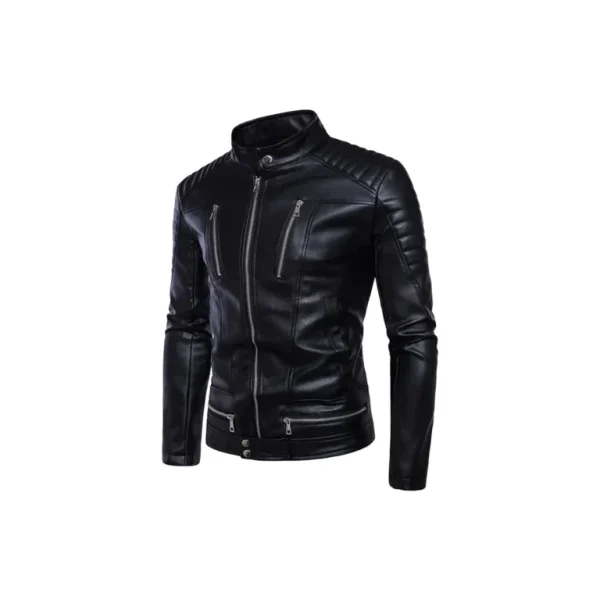 Mens Classic Stylish Original Leather With Cross Zip Jacket - Image 2