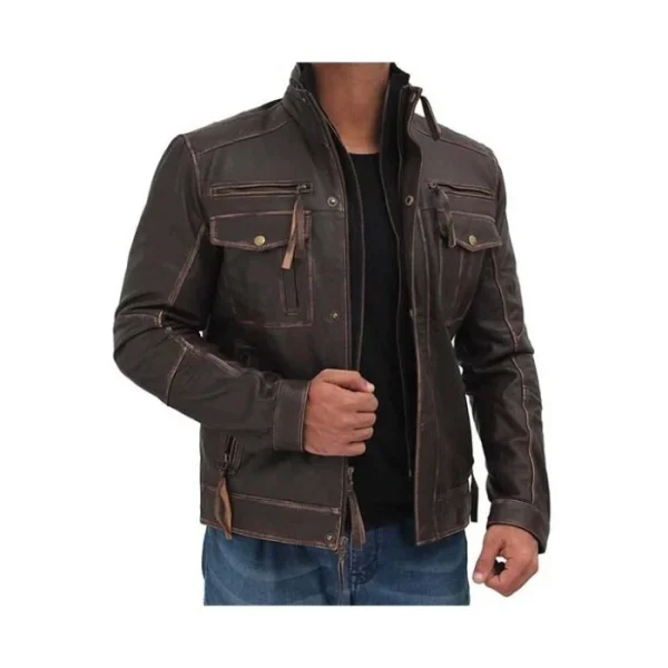 Men's Vintage Moto Genuine Leather Jacket - Image 2