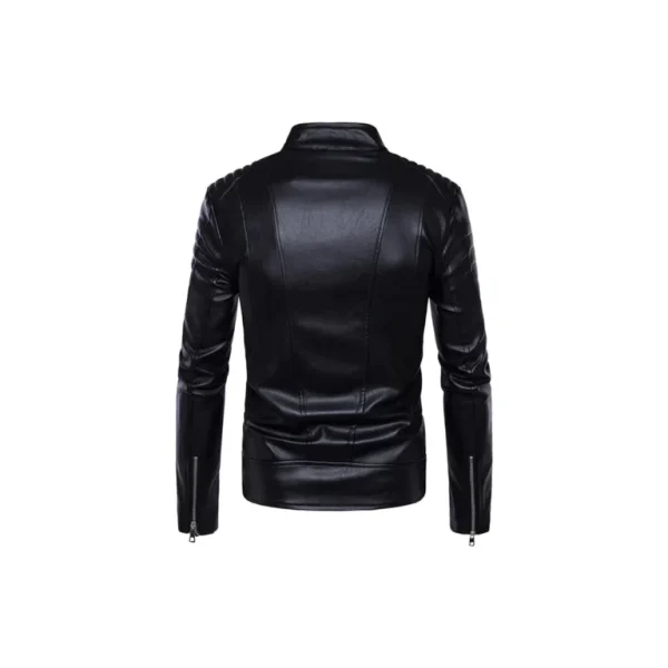 Mens Classic Stylish Original Leather With Cross Zip Jacket - Image 3